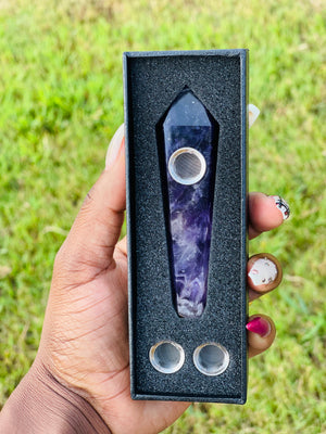 Amethyst crystal pipe
